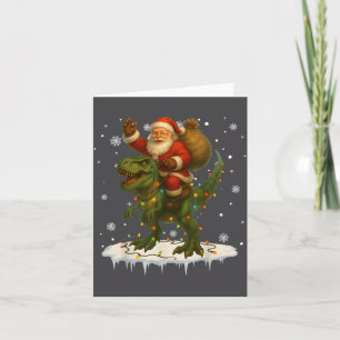 Tarjeta Dinosaurio T Rex Navidad Santa Niños Hombres Niñas