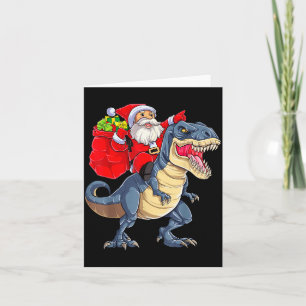 Tarjeta Dinosaurio T Rex Navidad Santa Niños Hombres Niñas