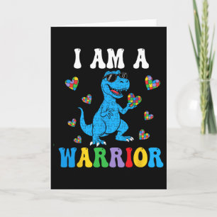 Tarjeta Dinosaurio T-rex Niños Soy Un Guerrero Autismo Niñ