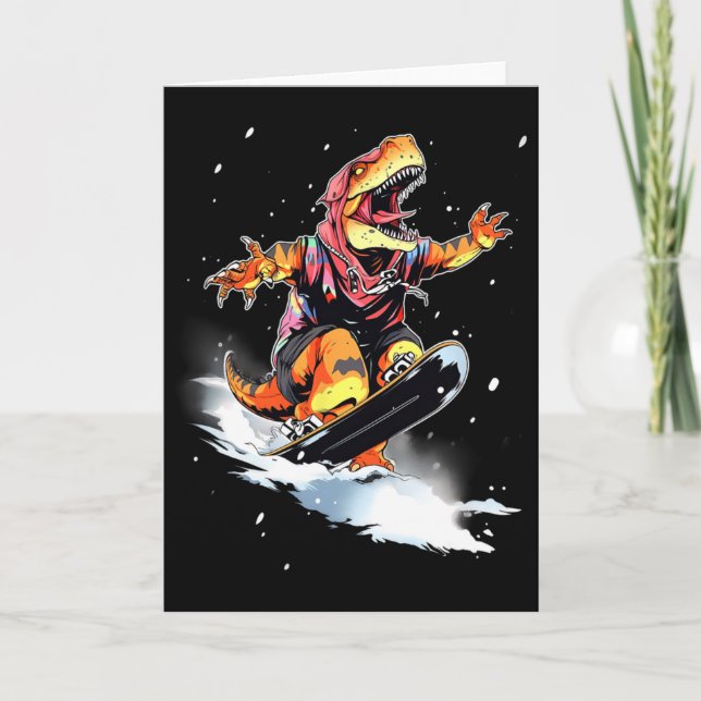 Tarjeta Dinosaurio T-rex Snowboard Snowboard Snowboarder G (Anverso)