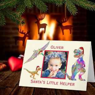 Tarjeta Dinosaurios de Navidad Agregar Foto