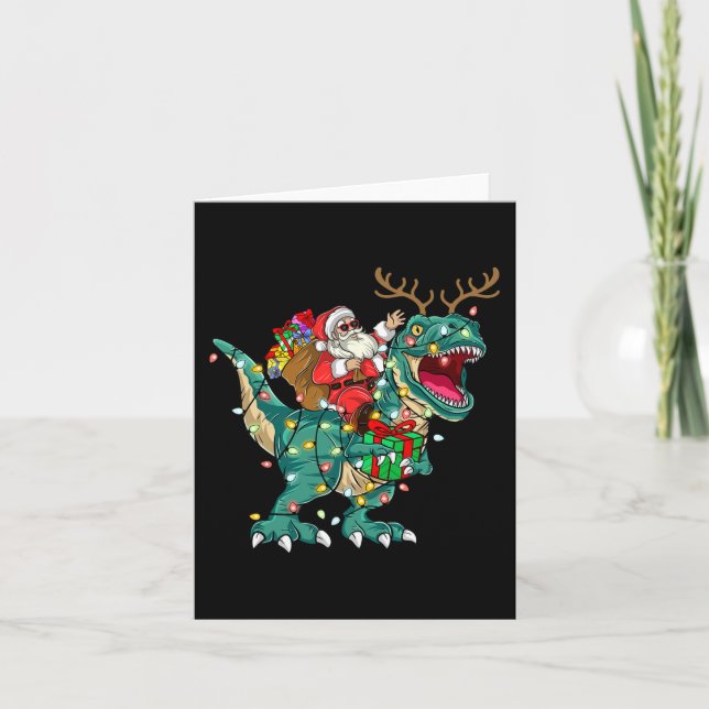 Tarjeta Dinosaurios de Santa Rivera T rex Deer Niños Hombr (Anverso)
