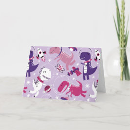 Tarjeta Dinosaurios Espaciales, Dinosaurios Cutos, Estrell