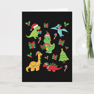 Tarjeta Dinosaurios Lindos T-Rex Navidad Familia Combinand