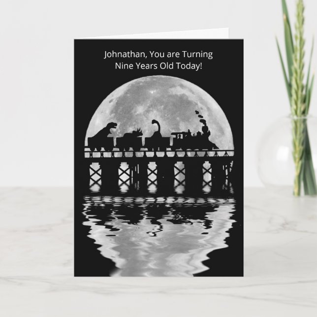 Tarjeta Dinosaurios pequeños en la fantasía de trenes de 9 (Anverso)