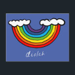 Tarjeta Diolch (Gracias en galés) - Diseño Rainbow<br><div class="desc">Diseño luminoso y colorido de sonrisa arco iris gracias tarjeta con saludo en galés "Diolch"</div>