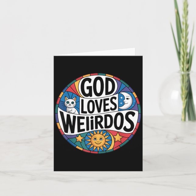 Tarjeta Dios ama a los raros (Anverso)