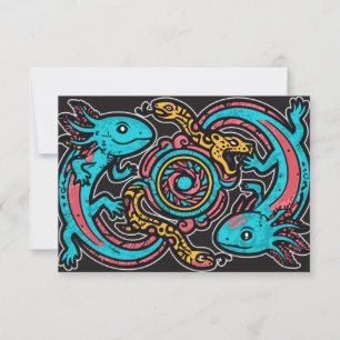 Tarjeta Dios Azteca Xolotl Luchando Arte Tribal de Batalla