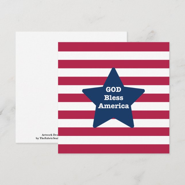 Tarjeta Dios bendiga a América Rojo Blanco y Azul (Anverso / Reverso)