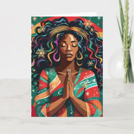 Tarjeta Dios bendiga y mantenga a tus Navidades mujer negr