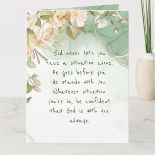 Tarjeta Dios Contigo Nunca Solo Flores de Apoyo y Consuelo