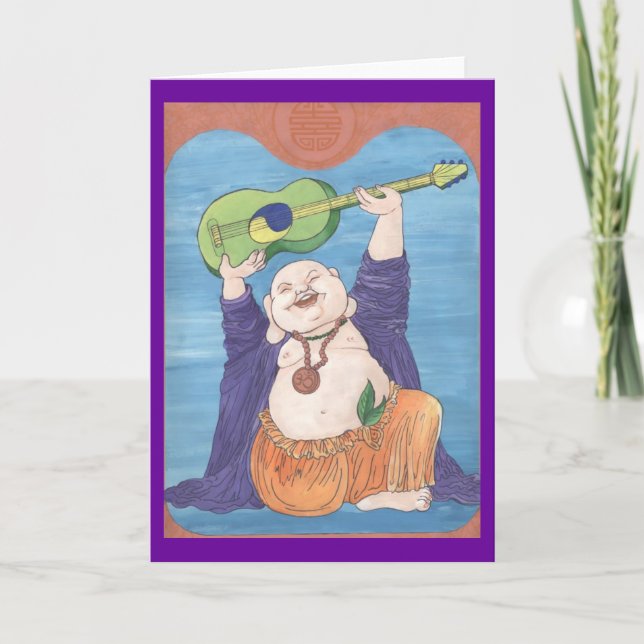 Tarjeta Dios de Guitarra Riendo (Anverso)