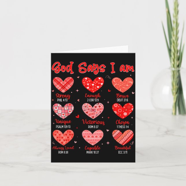 Tarjeta Dios de San Valentín dice que soy versículo de la  (Anverso)