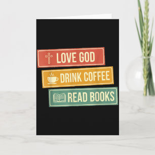 Tarjeta Dios del Amor Retro Vintage Bebe Café Lee Libros C