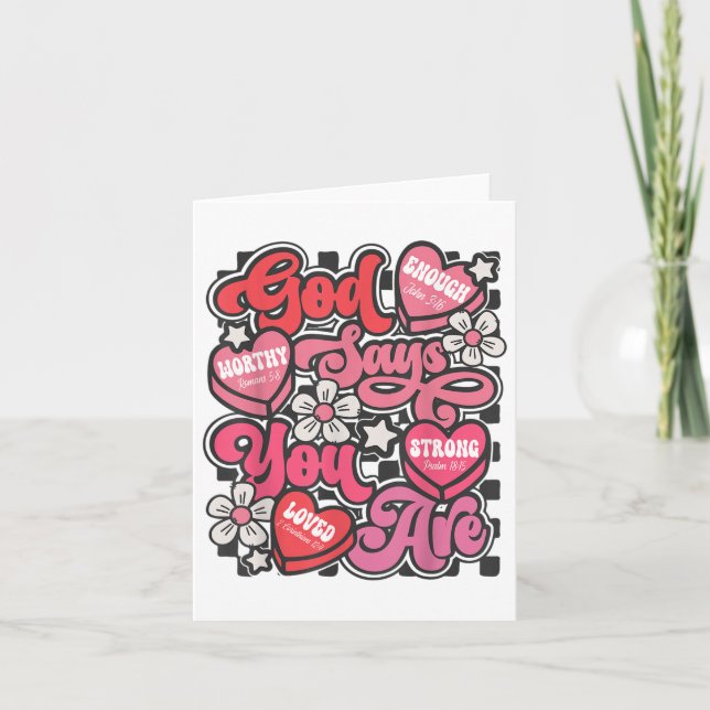 Tarjeta Dios dice que eres corazón de caramelo de San Vale (Anverso)