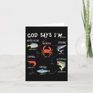 Tarjeta Dios dice que estoy pescando versos de la Biblia d