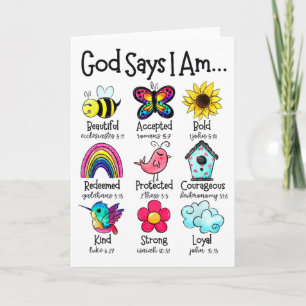 Tarjeta Dios dice que soy abeja primavera cristiano divert