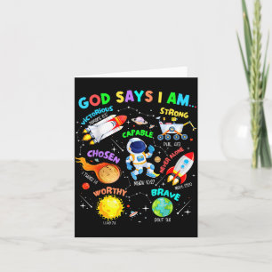 Tarjeta Dios dice que soy astronauta planetas cósmicos spa
