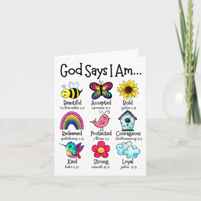 Tarjeta Dios dice que soy bebe primavera cristiana gracios (Anverso)