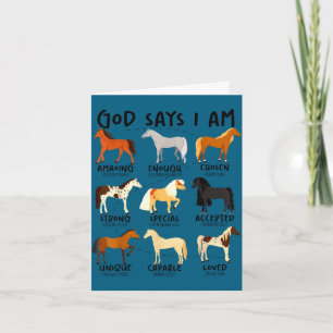 Tarjeta Dios dice que soy caballos mujeres cristianas niña