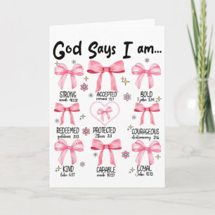 Tarjeta Dios dice que soy Coqueta Rosa Cristiana Jesús Fel