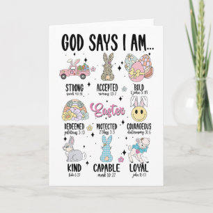 Tarjeta Dios dice que soy día de Pascua Divertido cristian