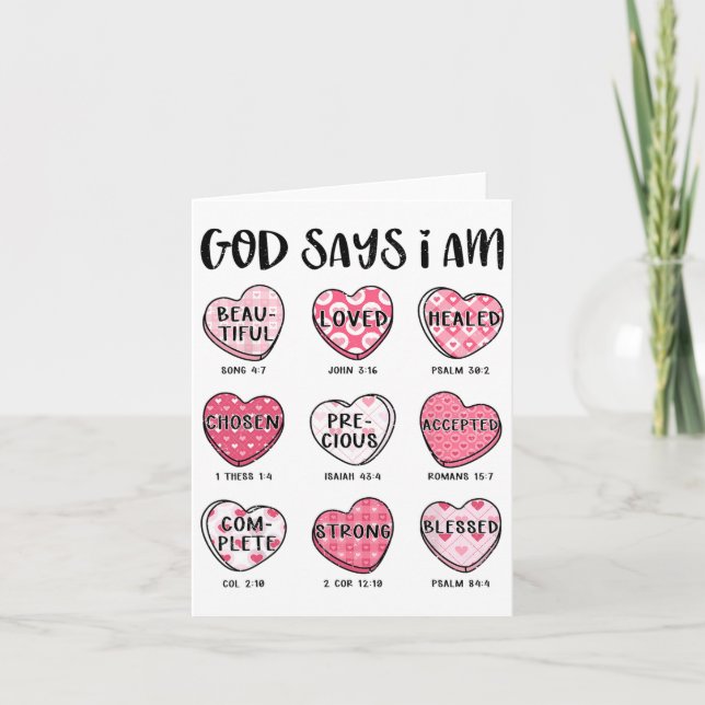 Tarjeta Dios dice que soy dulce de San Valentín cristiano  (Anverso)
