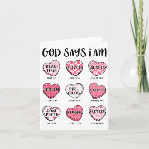 Tarjeta Dios dice que soy dulce de San Valentín cristiano