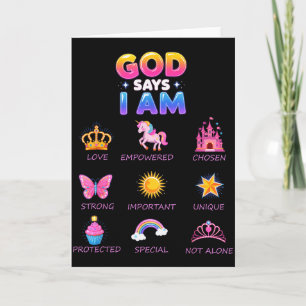 Tarjeta Dios dice que soy princesa linda Jesús adolescente
