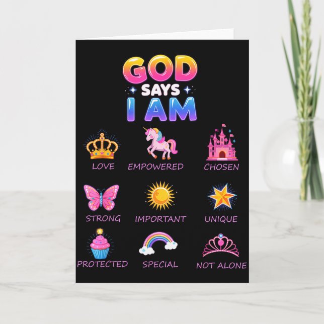 Tarjeta Dios dice que soy princesa linda Jesús adolescente (Anverso)