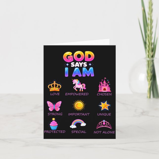 Tarjeta Dios dice que soy princesa linda Jesús adolescente (Anverso)