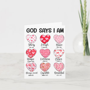 Tarjeta Dios dice que soy San Valentín divertido cristiano