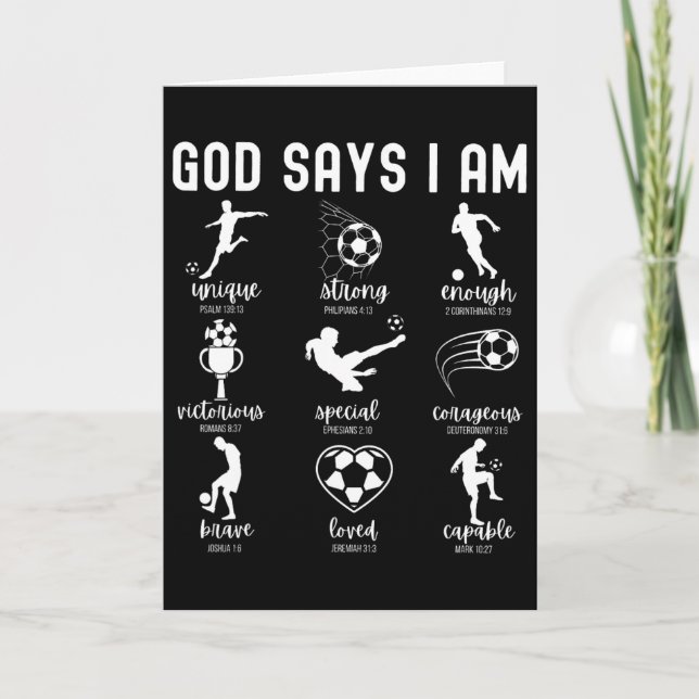 Tarjeta Dios dice que soy versículo bíblico cristiano Socc (Anverso)