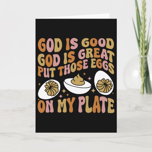 Tarjeta Dios Es Bueno Dios Es Grande Pon Esos Huevos En Mi (Anverso)
