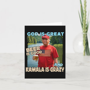 Tarjeta Dios Es Gran Cerveza Es Buena Y Kamala Es Una Dive