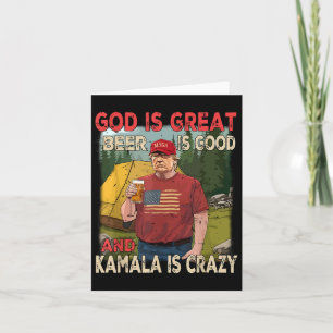 Tarjeta Dios Es Gran Cerveza Es Bueno Kamala Es Loco Graci