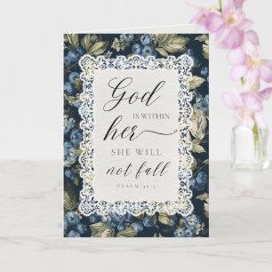Tarjeta Dios Está Dentro De Ella Salmo 46:5 Floral Azul