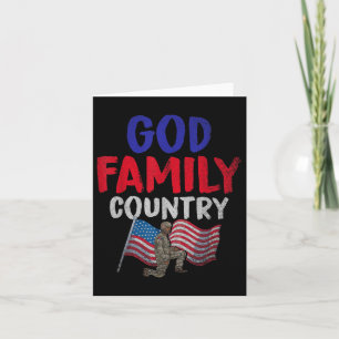 Tarjeta Dios Familia País Soldado Americano Bandera de EE.