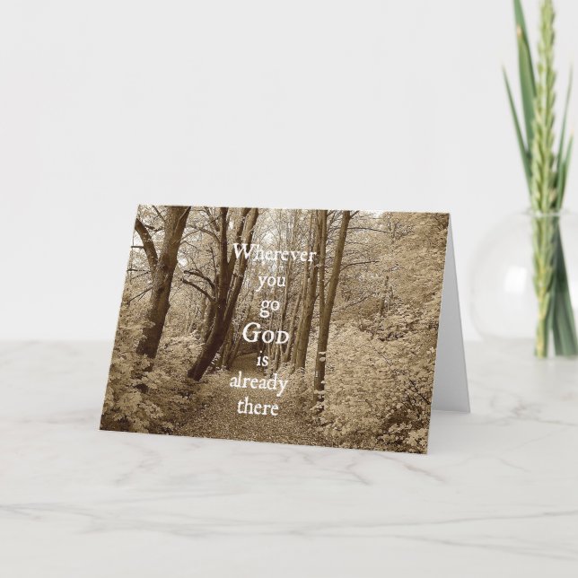 Tarjeta Dios inspirador ya está ahí cita cristiana (Anverso)