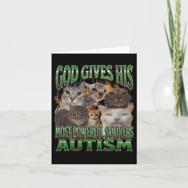 Tarjeta Dios le da su más poderoso autismo meme de gato gr (Anverso)