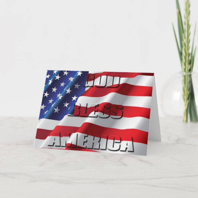 Tarjeta Dios Patriótico Bendice A Estados Unidos En La Ban (Anverso)