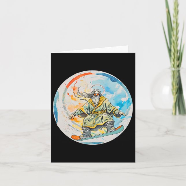 Tarjeta Dios Snowboard Con La Oración De Jesucristo Señor  (Anverso)