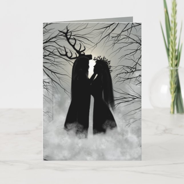 Tarjeta Dios y diosa del solsticio de invierno (Anverso)