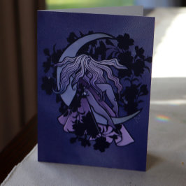 Tarjeta Diosa De La Luna Púrpura Símbolo De La Luna Triple