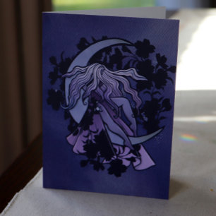 Tarjeta Diosa De La Luna Púrpura Símbolo De La Luna Triple