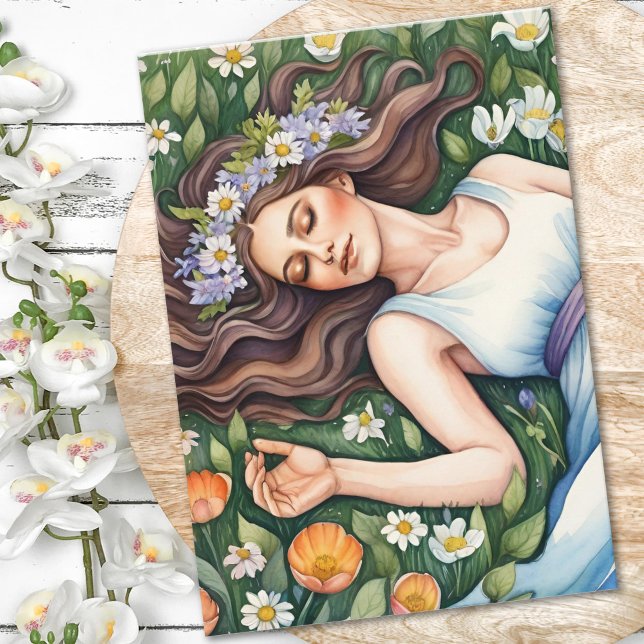 Tarjeta Diosa de Ostara Sabbat de Equinoccio de Primavera  (Ostara Goddess Spring Equinox Sabbat Wicca Holiday Card)