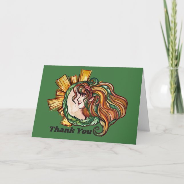 Tarjeta Diosa del girasol de verano diseños artísticos de  (Anverso)