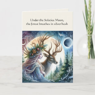 Tarjeta Diosa del solsticio de invierno y carta de bendici