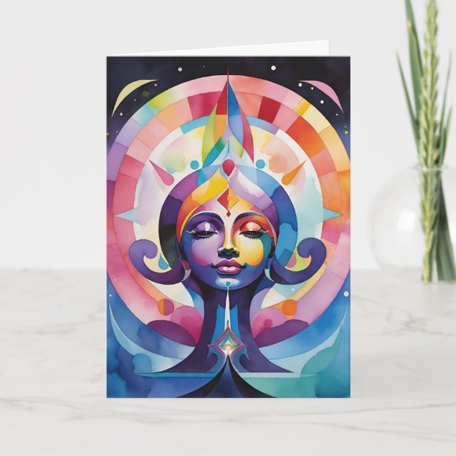 Tarjeta Diosa espiritual Soul Viaja Aura Arcoiris Mujer (Anverso)