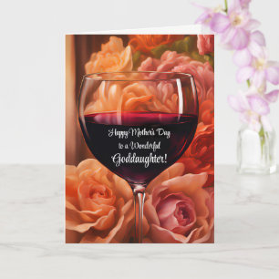 Tarjeta Diosa feliz día de la madre con Bonito de vino roj